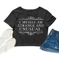 Beetlejuice- I Myself Am Strange and Unusual Cropped Flowy Tee