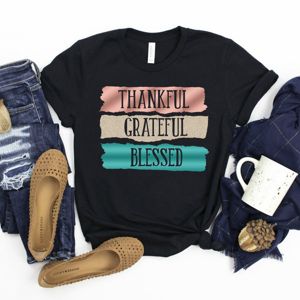 Thankful Grateful Blessed Shirt, Fall Shirt, Thanksgiving Shirt