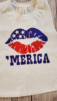 'MERICA Lips Muscle Crop Tank Top