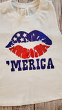 'MERICA Lips Muscle Crop Tank Top